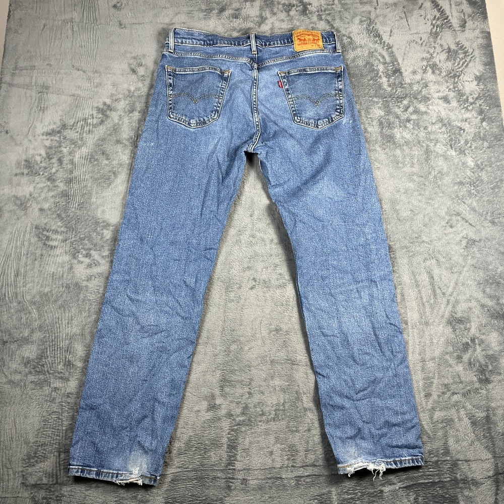 Levis 505 Regular Fit Jeans Mens 34x32 Blue Whiskered Denim Cotton Straight Leg - Picture 2 of 7